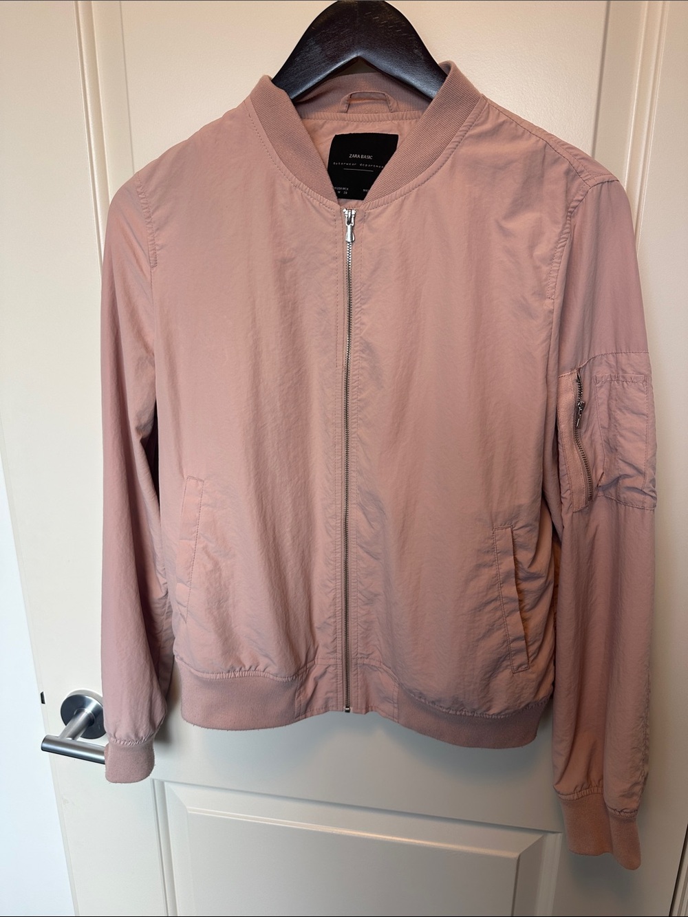Zara Dusty Pink Bomber Jacket with Front Zip